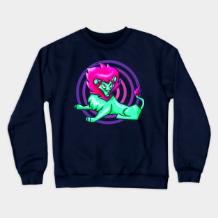 Cartoon Neon Lion Crewneck Sweatshirt